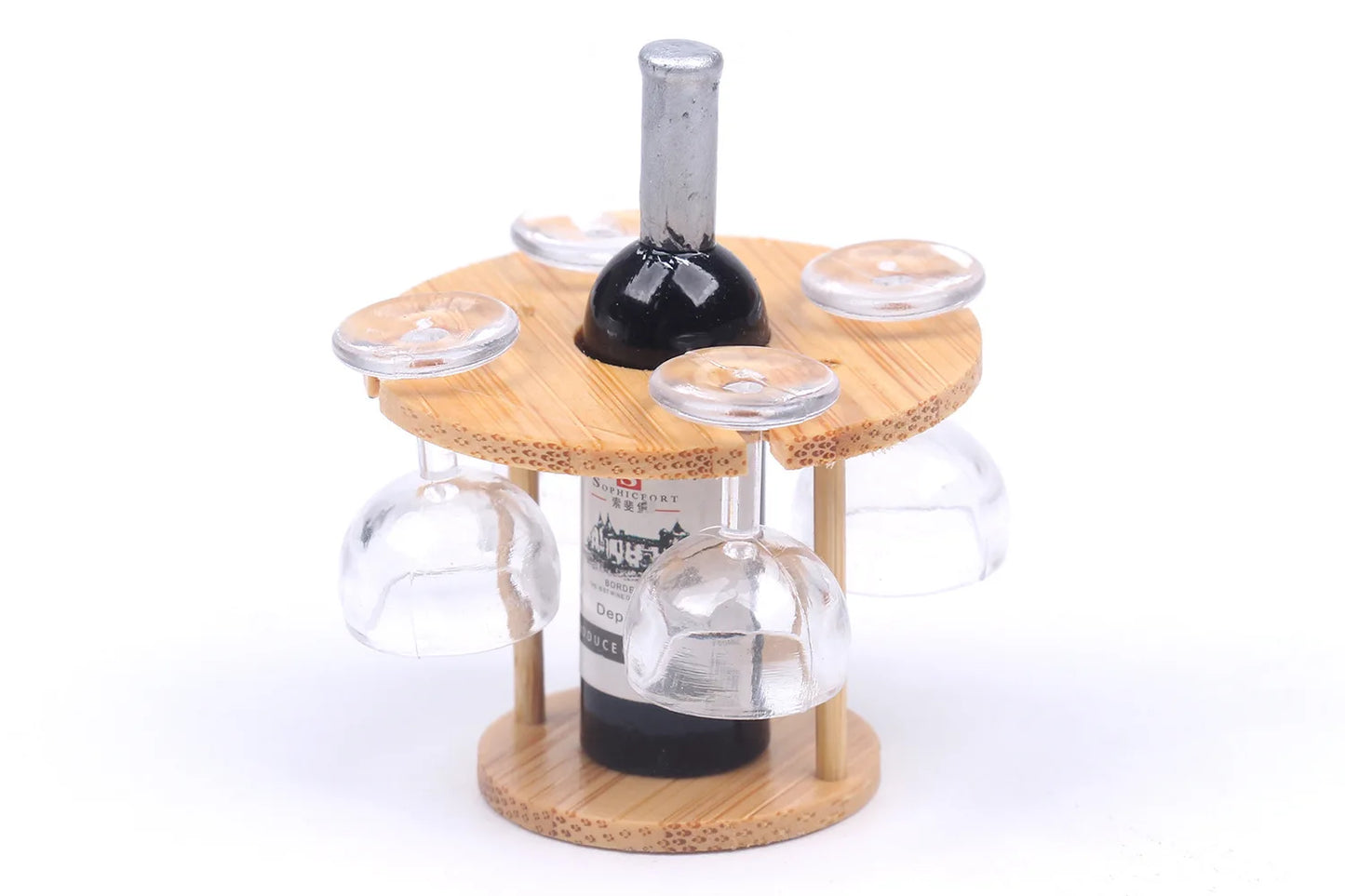 Miniature Bamboo Wine Rack Set for 1:6 Dollhouse