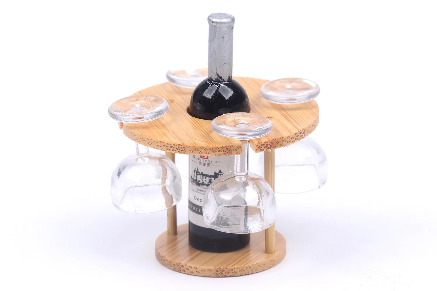 Miniature Bamboo Wine Rack Set for 1:6 Dollhouse
