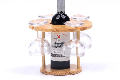 Miniature Bamboo Wine Rack Set for 1:6 Dollhouse