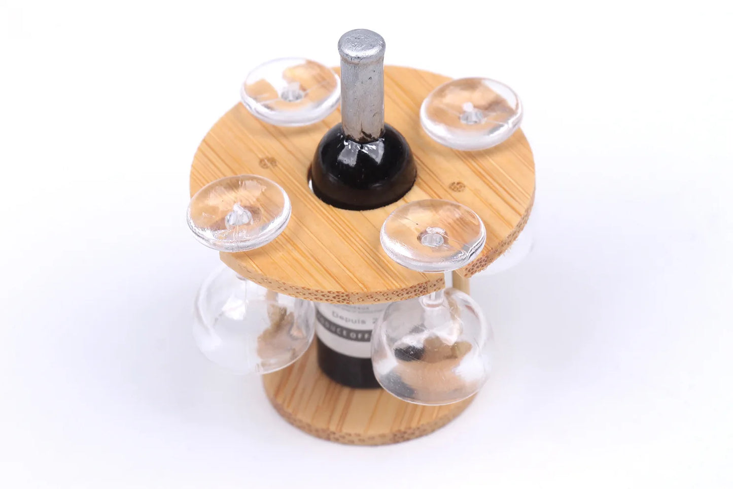 Miniature Bamboo Wine Rack Set for 1:6 Dollhouse