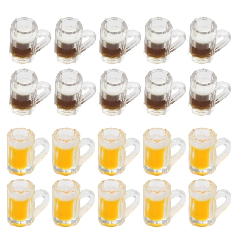 Miniature Beer Mugs – 1/6 Scale Resin Dollhouse Cups (10pcs)