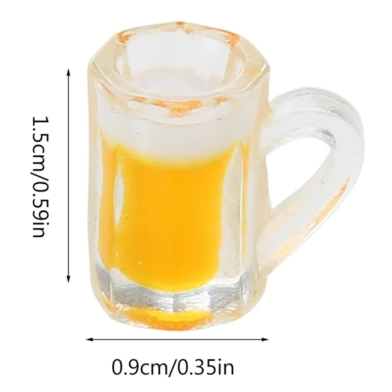 Miniature Beer Mugs – 1/6 Scale Resin Dollhouse Cups (10pcs)