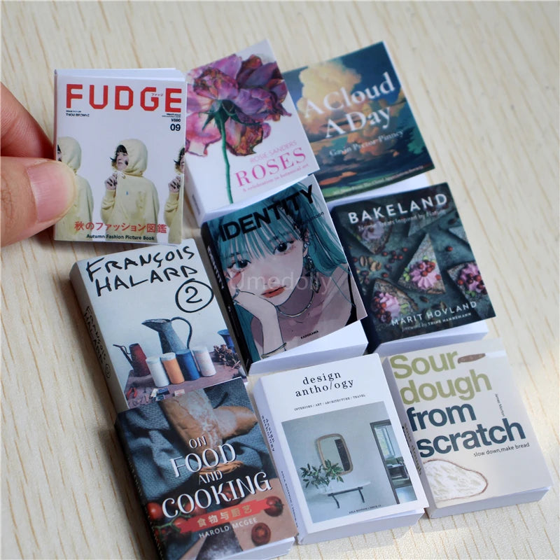 Miniature Books & Magazines – 1/6 Scale Dollhouse Decor 9pcs book A