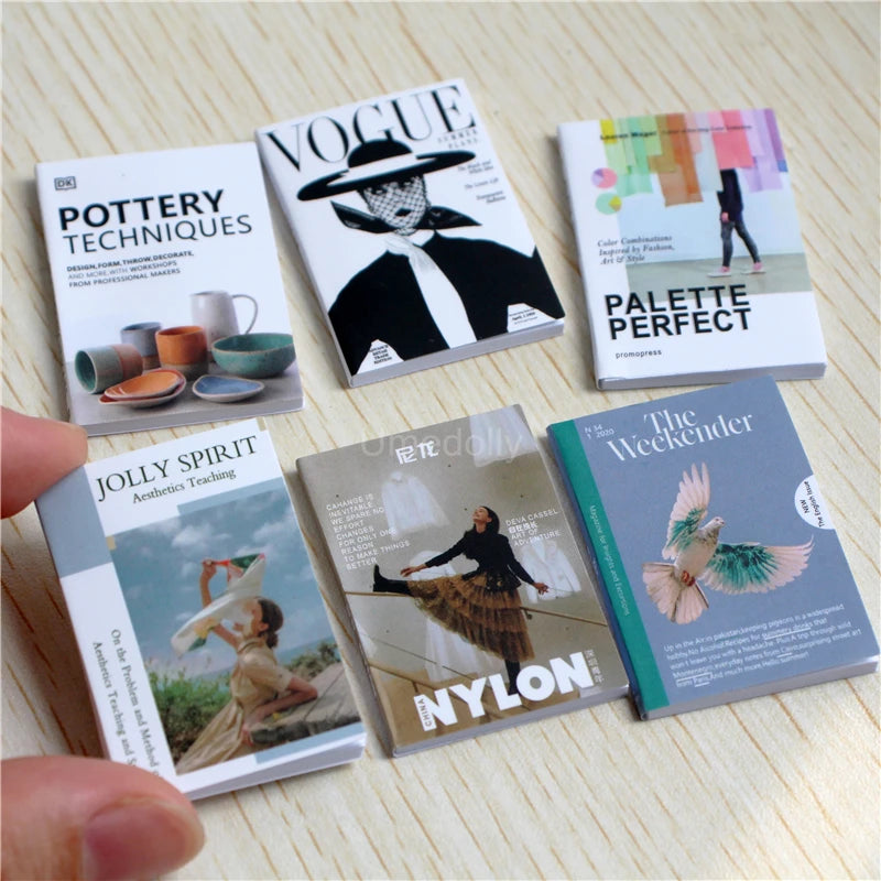 Miniature Books & Magazines – 1/6 Scale Dollhouse Decor 6pcs book I