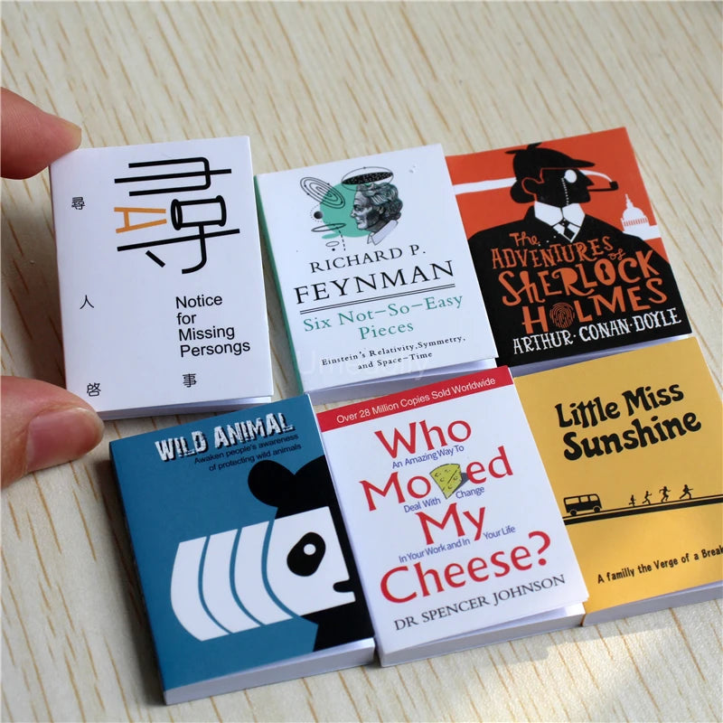 Miniature Books & Magazines – 1/6 Scale Dollhouse Decor 6pcs book J