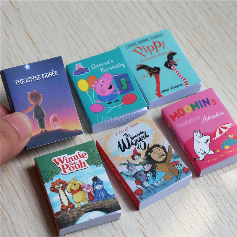 Miniature Books & Magazines – 1/6 Scale Dollhouse Decor 6pcs book C