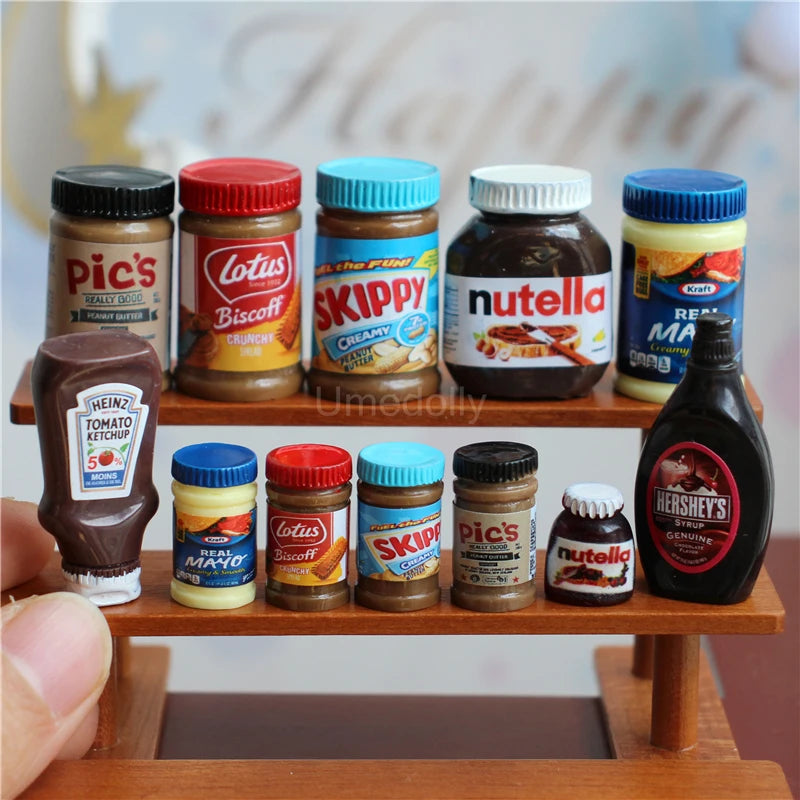 Miniature Branded Spread Bottle Set (5PCS) – 1/6 & 1/12 Scale