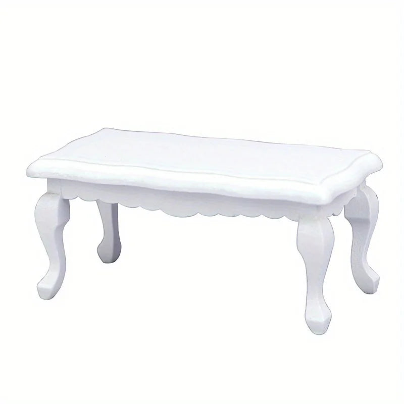 Miniature Coffee Table – 1:12 Scale Wooden Dollhouse Table White