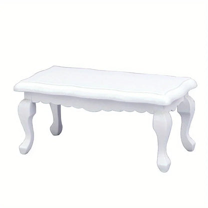 Miniature Coffee Table – 1:12 Scale Wooden Dollhouse Table White
