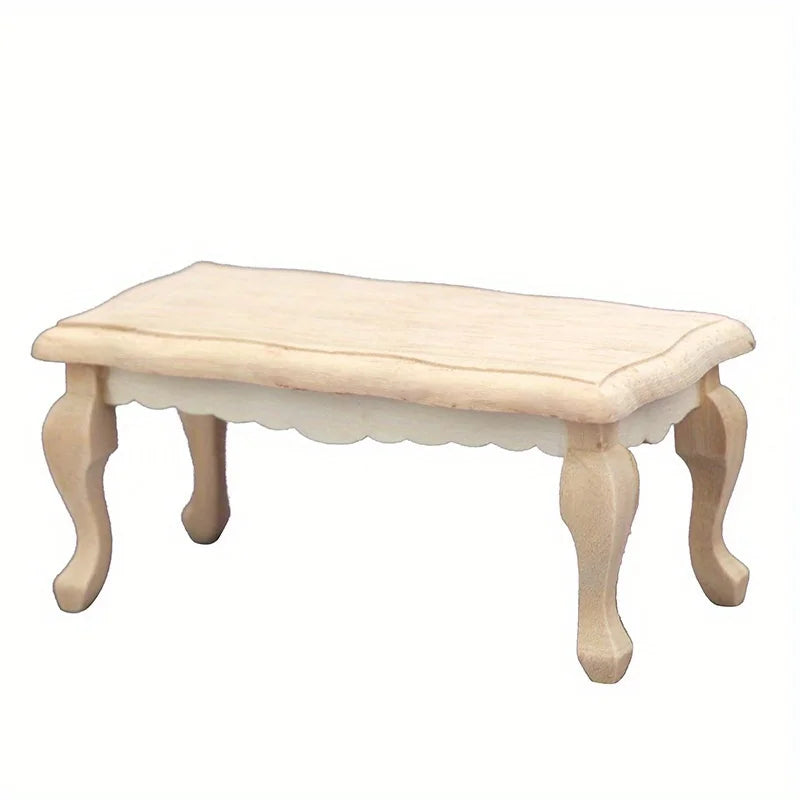 Miniature Coffee Table – 1:12 Scale Wooden Dollhouse Table Wood