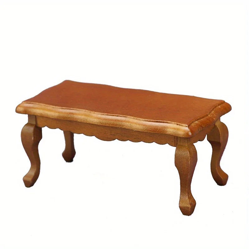 Miniature Coffee Table – 1:12 Scale Wooden Dollhouse Table Walnut