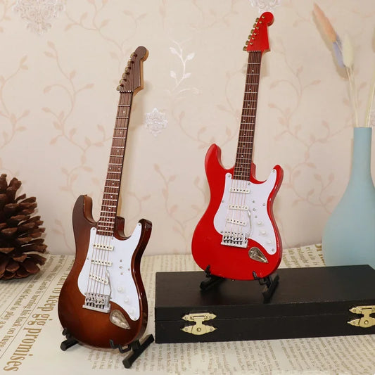 Miniature Electric Guitar Model with Stand and Case