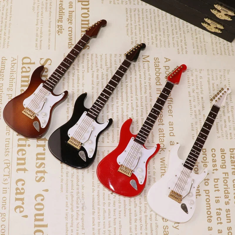 Miniature Electric Guitar Model with Stand and Case