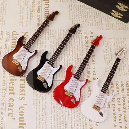 Miniature Electric Guitar Model with Stand and Case