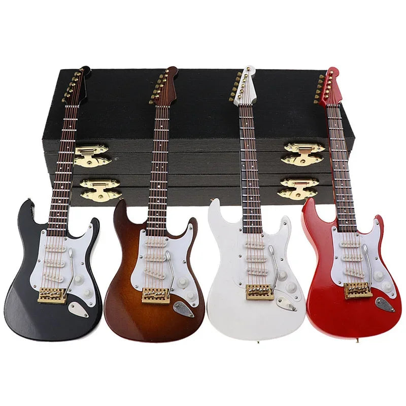 Miniature Electric Guitar Model with Stand and Case