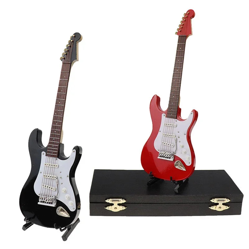 Miniature Electric Guitar Model with Stand and Case