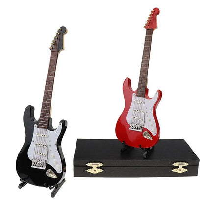 Miniature Electric Guitar Model with Stand and Case