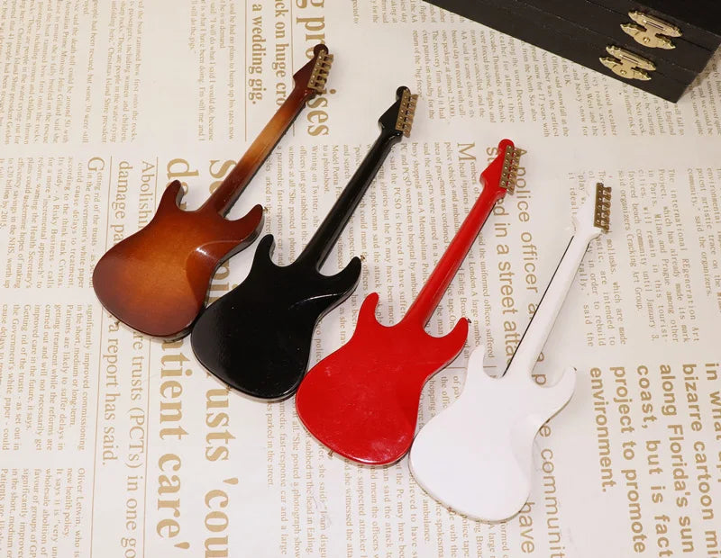 Miniature Electric Guitar Model with Stand and Case