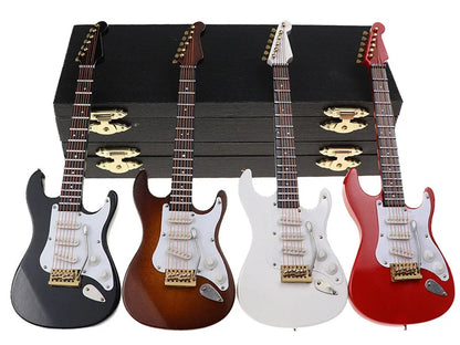 Miniature Electric Guitar Model with Stand and Case