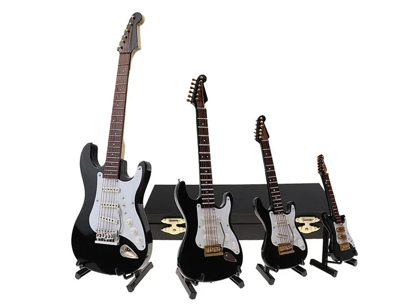 Miniature Electric Guitar Model with Stand and Case