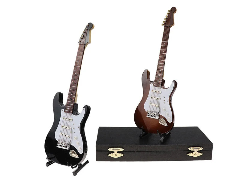Miniature Electric Guitar Model with Stand and Case