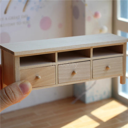 Miniature TV & Wood Bench Set | 1/6 Dollhouse Decor 1PCS TV BENCH MODEL NOT REAL