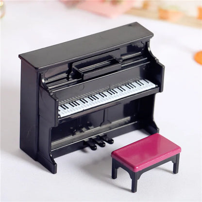 Miniature Upright Piano Set – 1:12 Scale Dollhouse Music Decor A