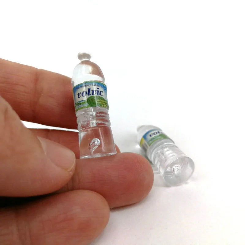 Miniature Water Bottle Set – 1:12 Scale Resin Bottles (Evian & Volvic Style)