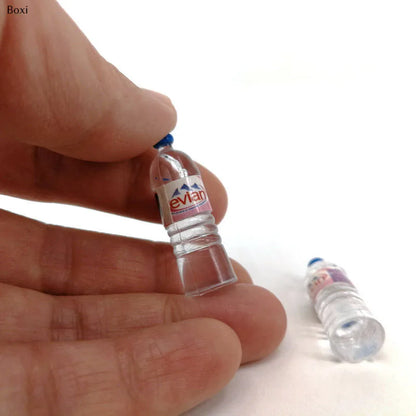 Miniature Water Bottle Set – 1:12 Scale Resin Bottles (Evian & Volvic Style)