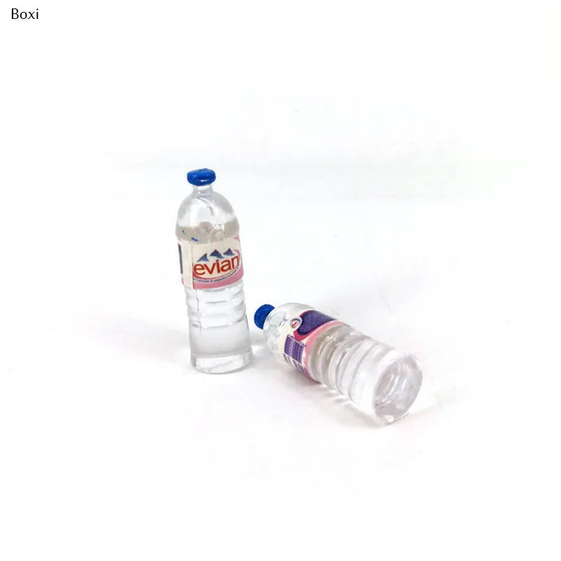 Miniature Water Bottle Set – 1:12 Scale Resin Bottles (Evian & Volvic Style)