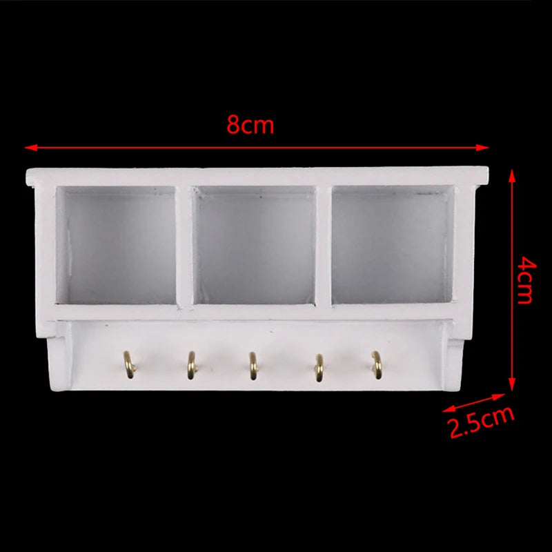Miniature White Wall Rack with Hooks as pic