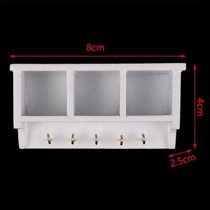 Miniature White Wall Rack with Hooks as pic