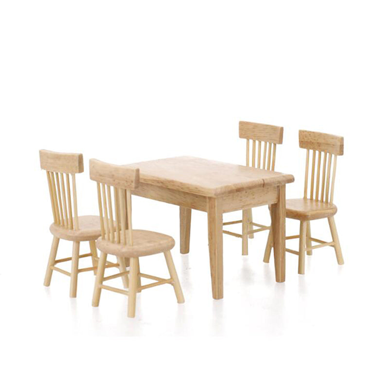 Miniature Wooden Dining Table & Chairs