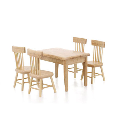 Miniature Wooden Dining Table & Chairs