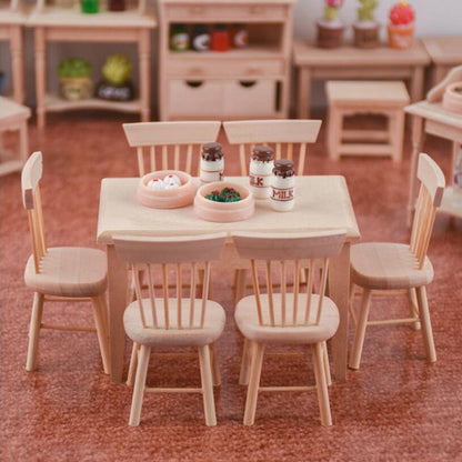 Miniature Wooden Dining Table & Chairs