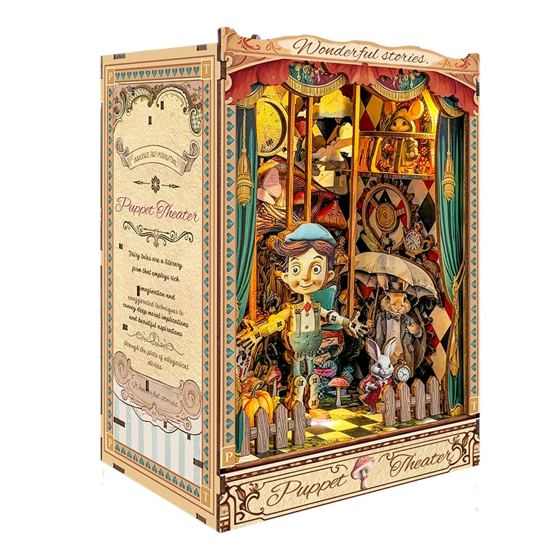 Pinocchio Puppet Theater DIY Book Nook Kit with LED Lights