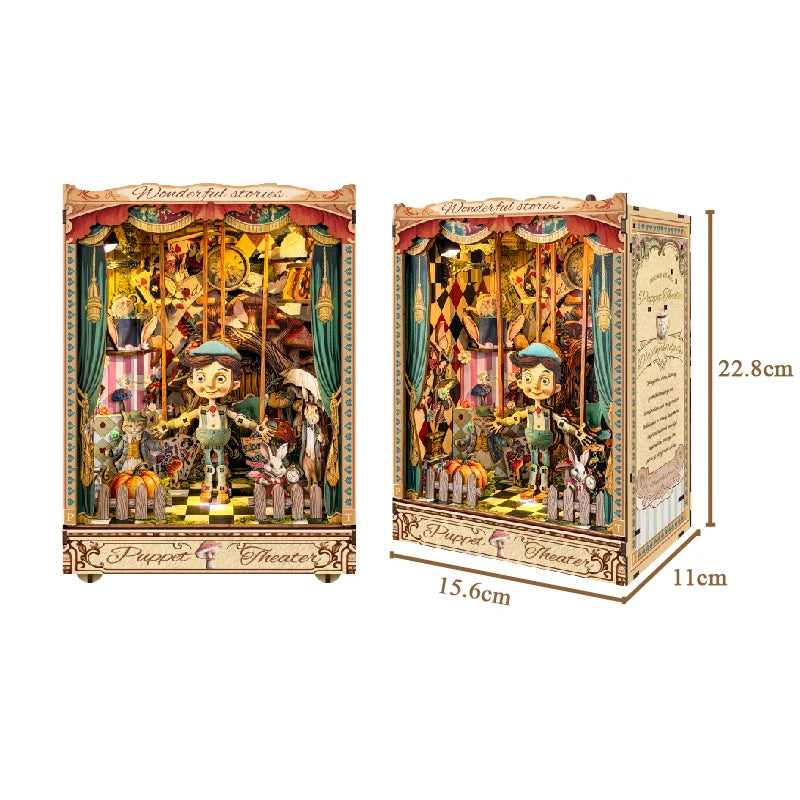 Pinocchio Puppet Theater DIY Book Nook Kit with LED Lights
