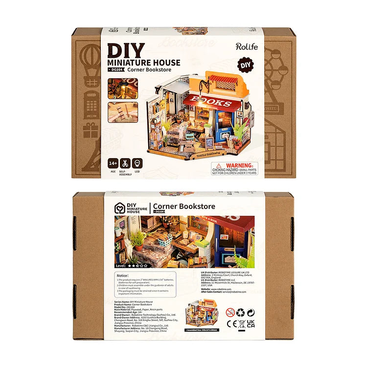 Robotime Rolife Corner Bookstore DIY Dollhouse KitBook Nook Kit Australia
