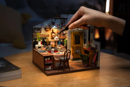 Robotime Rolife Cozy Kitchen DIY Dollhouse KitBook Nook Kit Australia