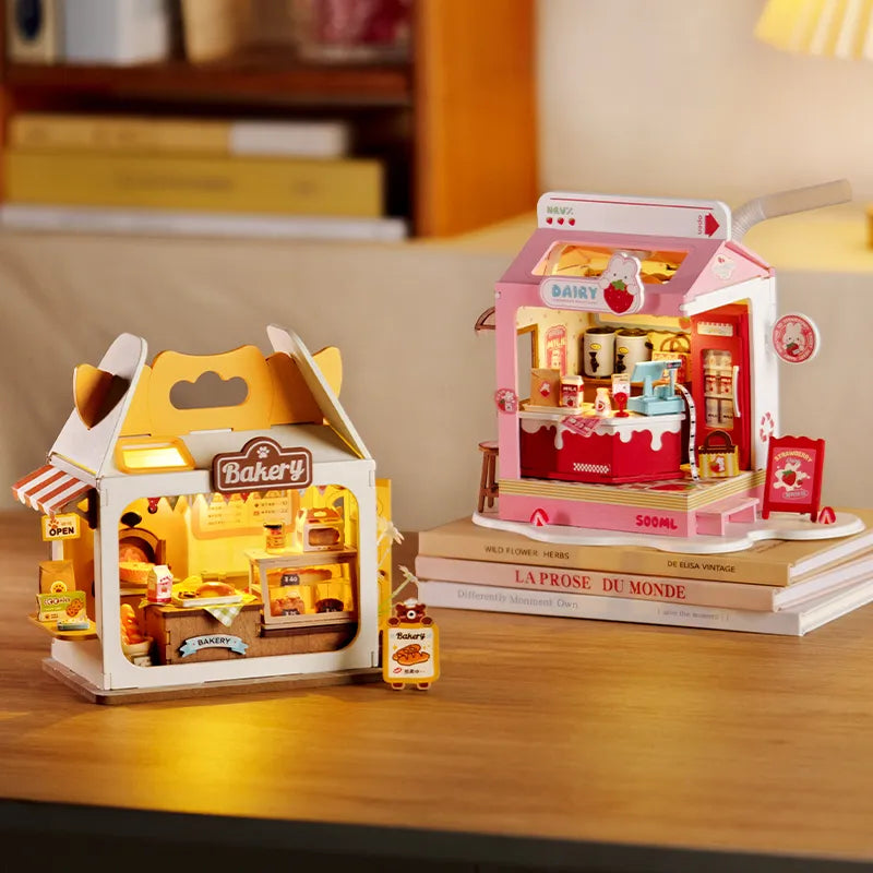 Robotime Rolife Food Box Shop DIY Dollhouse KitBook Nook Kit Australia