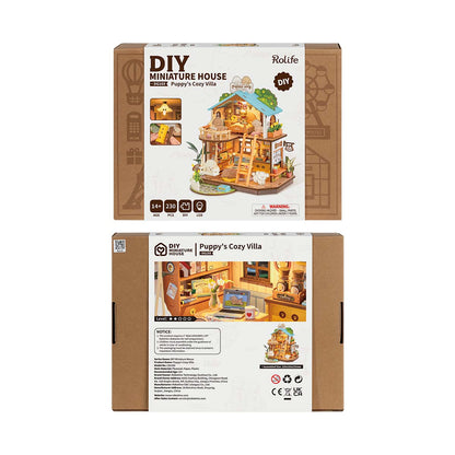 Robotime Rolife Puppy's Cozy Villa DIY DollhouseBook Nook Kit Australia