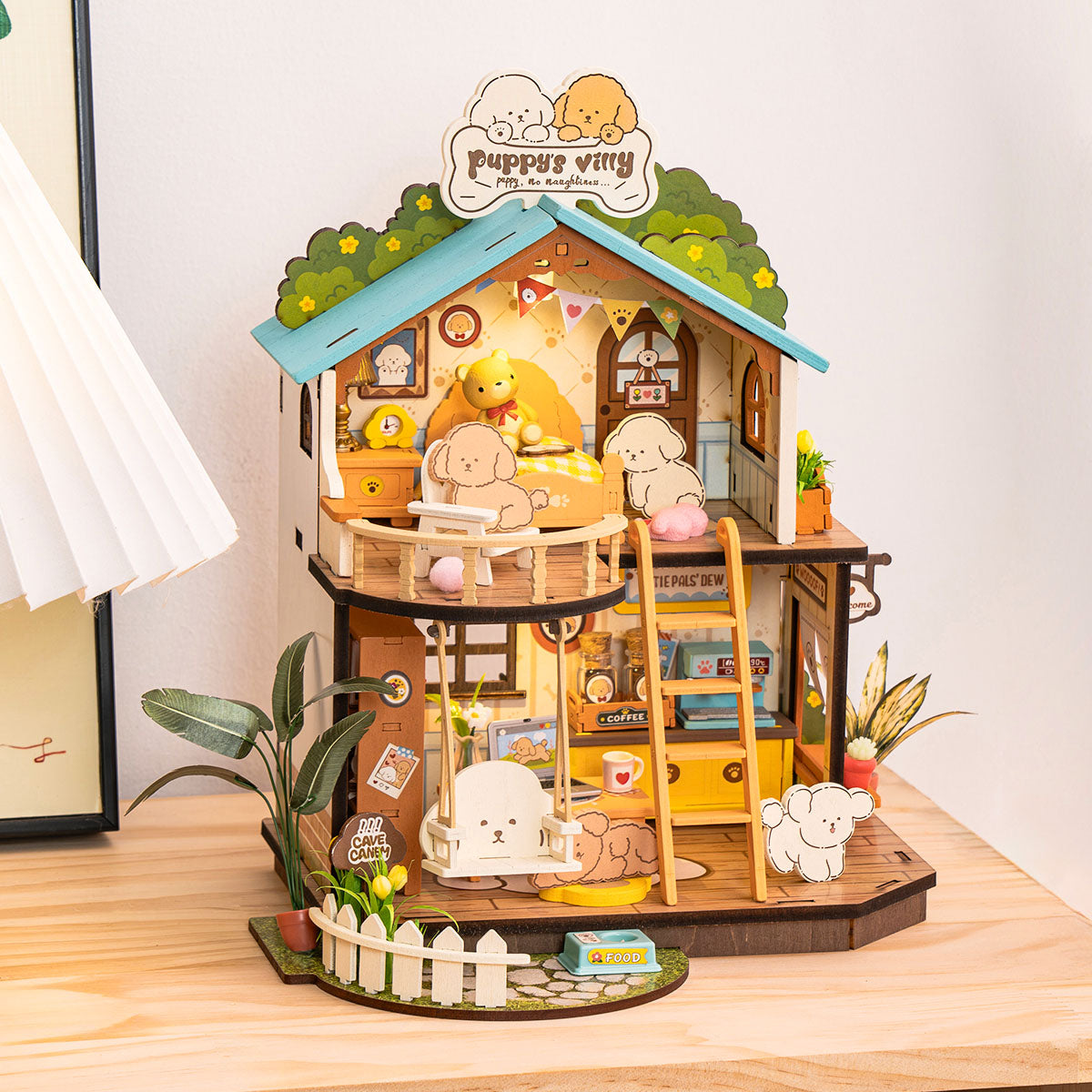 Robotime Rolife Puppy's Cozy Villa DIY DollhouseBook Nook Kit Australia
