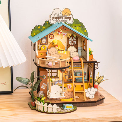 Robotime Rolife Puppy's Cozy Villa DIY DollhouseBook Nook Kit Australia