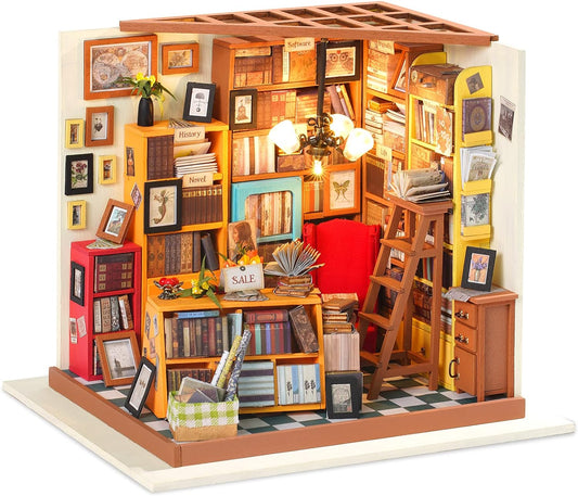 Robotime Sam's Study DIY Dollhouse KitBook Nook Kit Australia