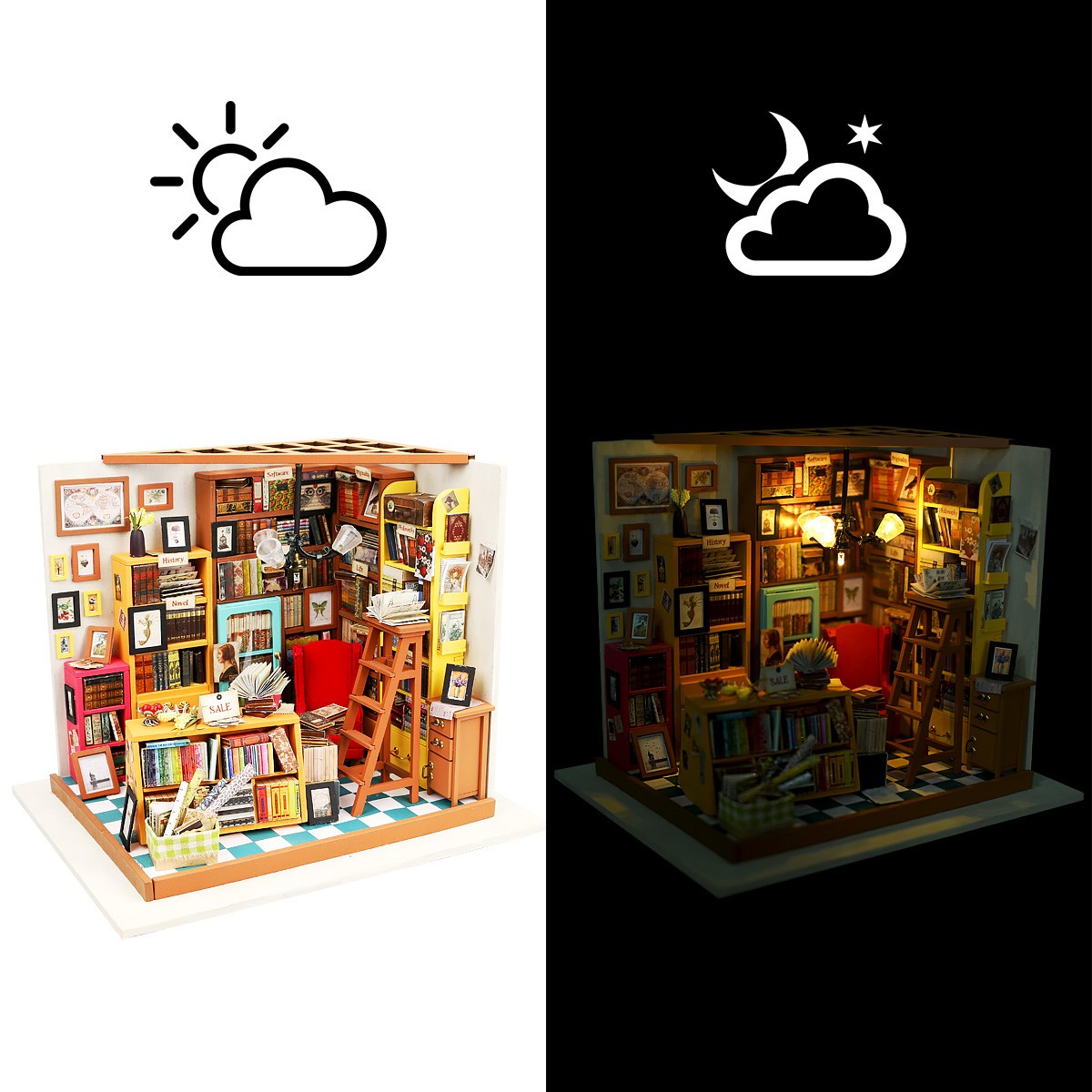 Robotime Sam's Study DIY Dollhouse KitBook Nook Kit Australia