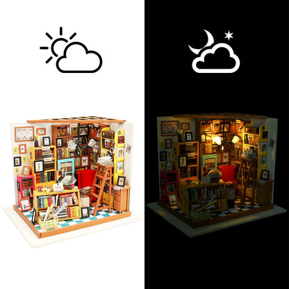 Robotime Sam's Study DIY Dollhouse KitBook Nook Kit Australia