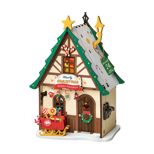 Rolife Twinkling Christmas House DIY Miniature Dollhouse KitBook Nook Kit Australia