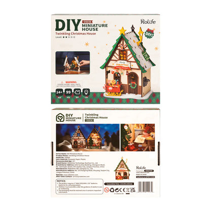 Rolife Twinkling Christmas House DIY Miniature Dollhouse KitBook Nook Kit Australia