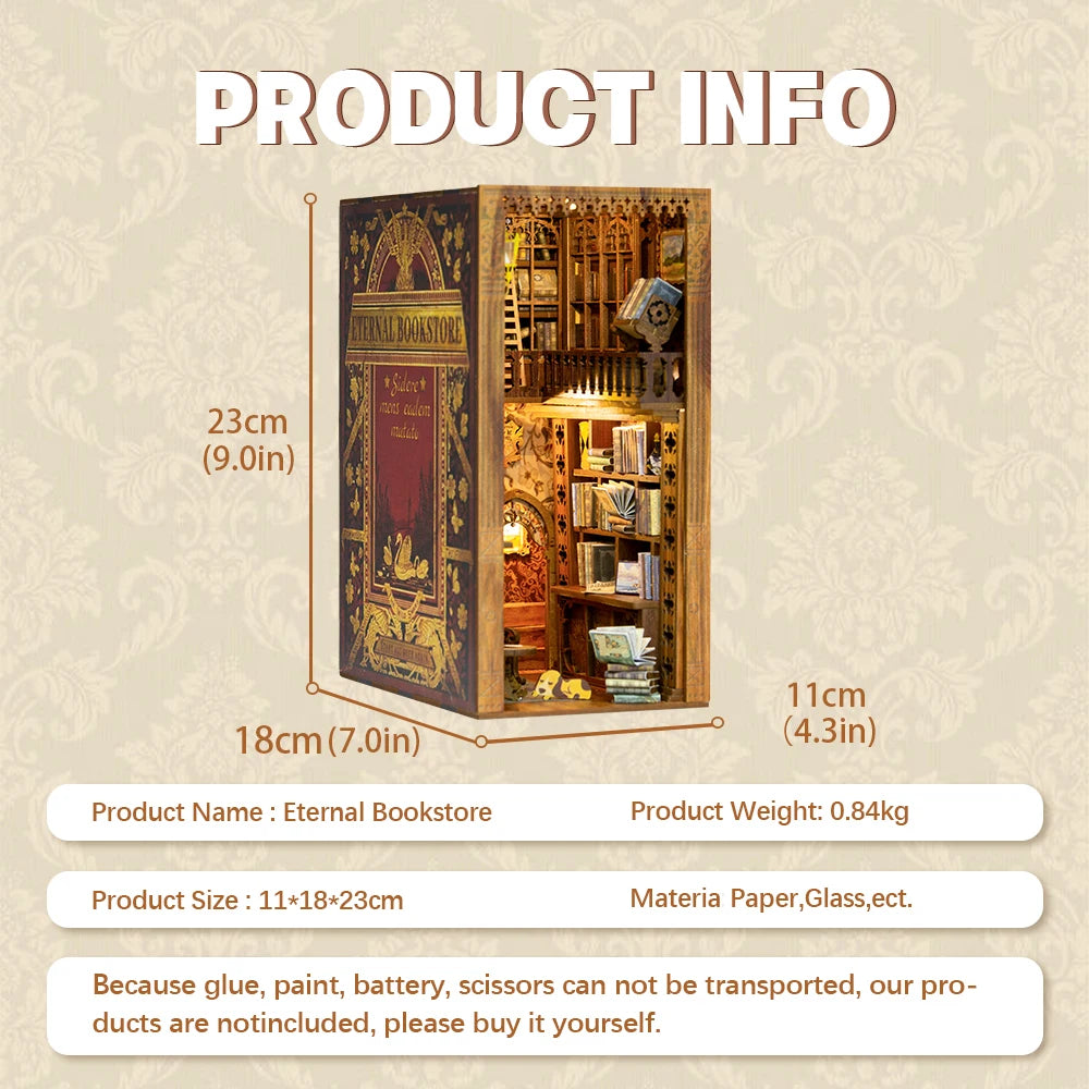 CUTEBEE DIY Book Nook Kit Eternal Bookstore Wooden Dollhouse with Touch Light & Display Case, Laser-Cut Collection Decoration Book Nook Kit Australia