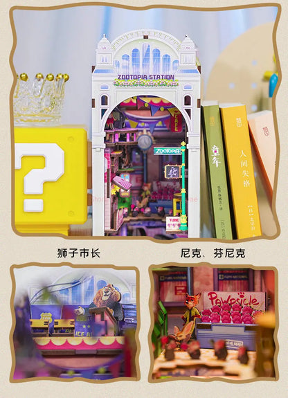 Hot Genuine Zootopia  Assembled Wooden Book 3d Puzzle Wooden Handmade Rabbit Judy Toys Model Peripheral Christmas Surprise Gifts Book Nook Kit Australia